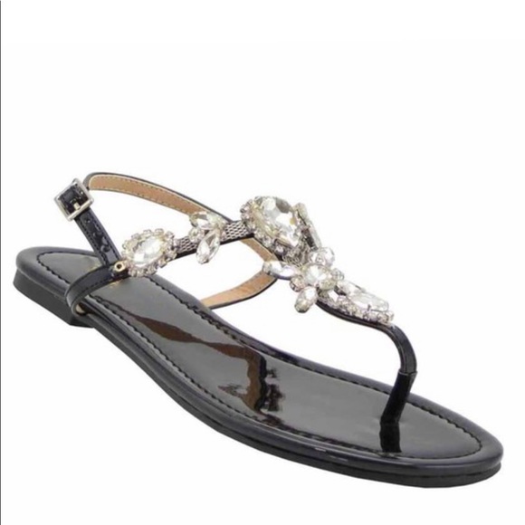 💎Black Rhinestone Sandals💎NIB - Picture 2 of 2